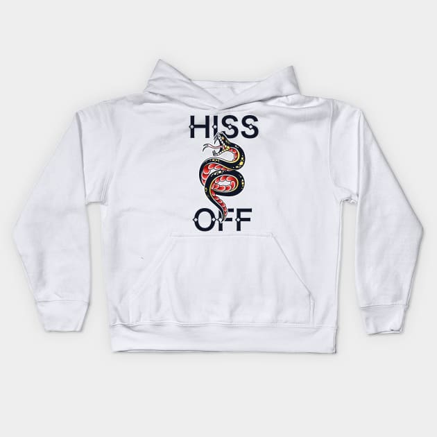 HISS OFF SNAKE TATTOO PISS OFF ART Kids Hoodie by Print Cartel